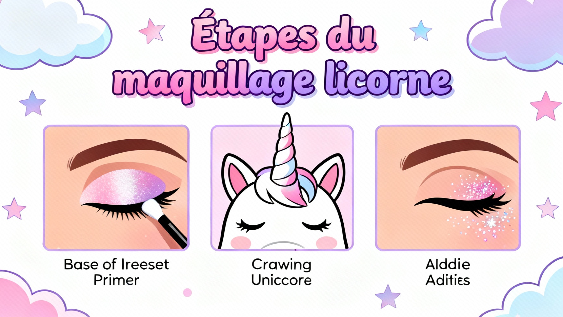 Comment réaliser un maquillage licorne facile et coloré 1 Étapes du maquillage licorne