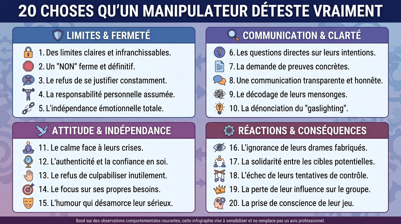 Les 20 choses qu'un manipulateur déteste