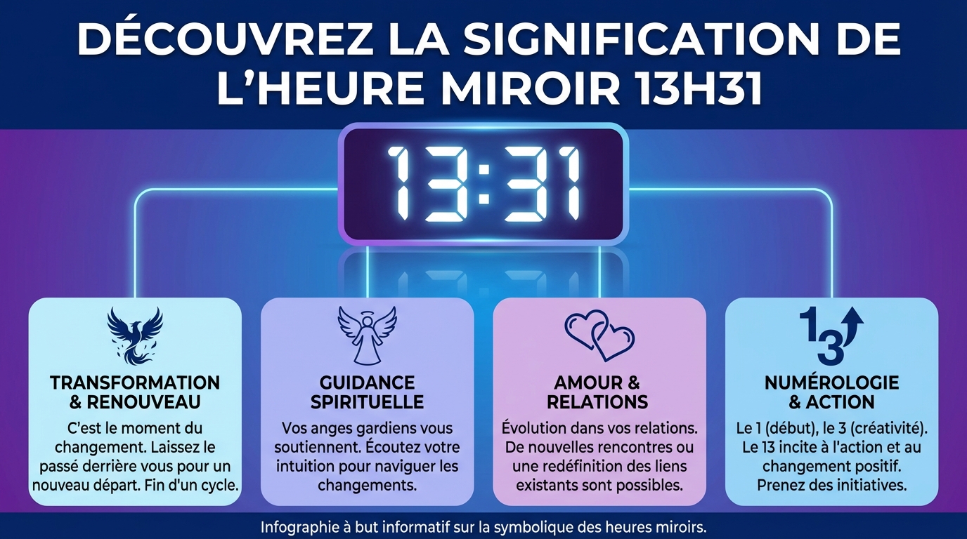 Découvrez la signification de l'heure miroir 13h31 1 Messages et interprétations de 13h31