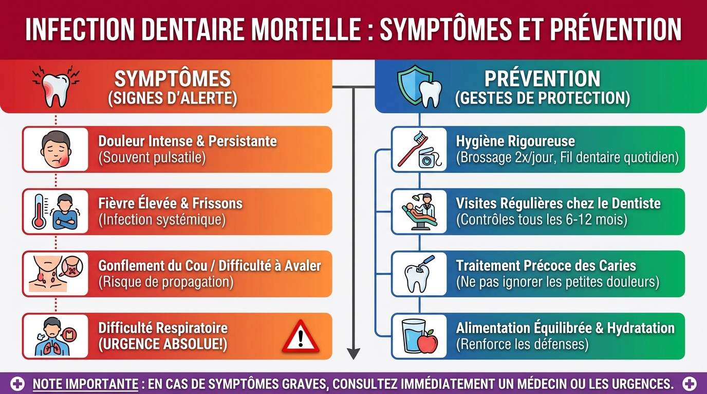 Causes d'une infection dentaire mortelle