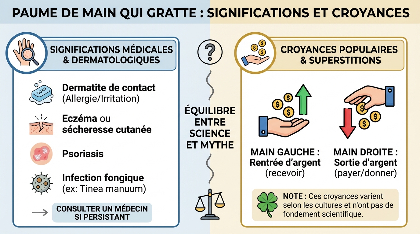 Paume de main qui gratte : signification et croyances 1 Causes médicales possibles des démangeaisons
