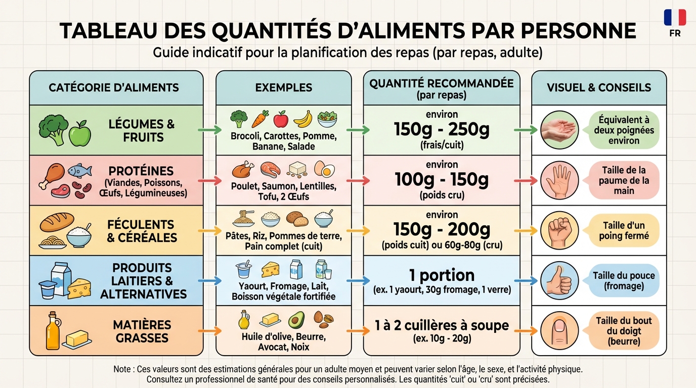 Tableau des quantités d'aliments par personne 1 Tableau des quantités d'aliments par personne